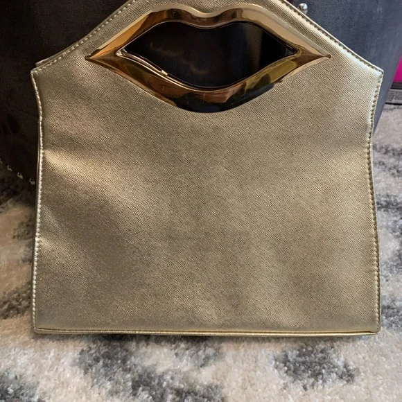 Gold lip handbag - Picture 3 of 4